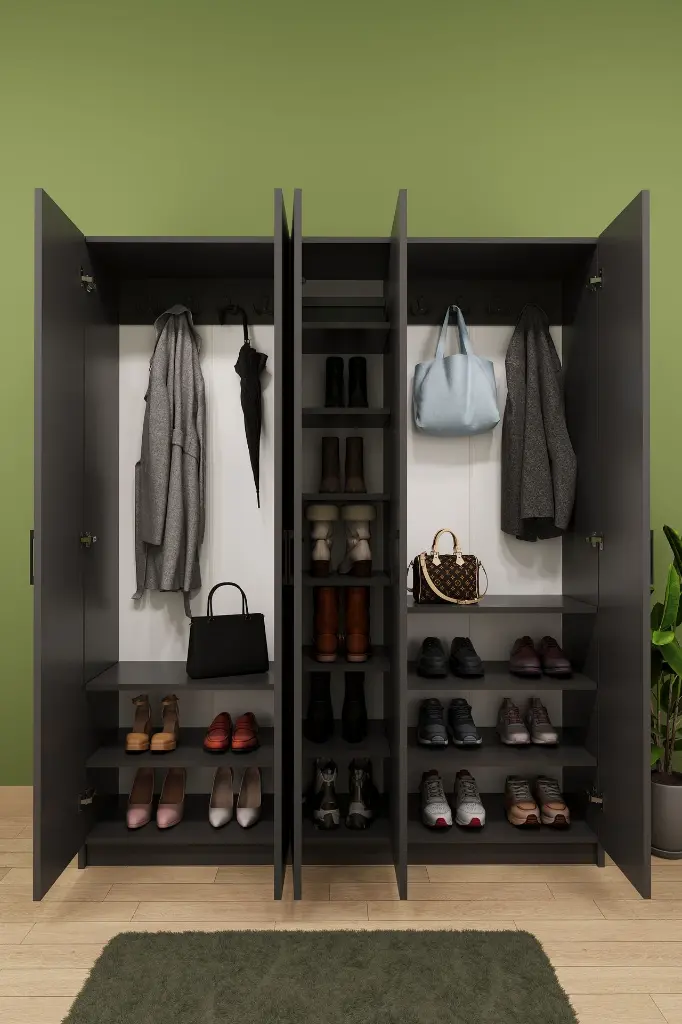 5 Kapaklı Vestiyer ve Portmanto 150 cm Ayakkabılıklı Askılıklı V-09