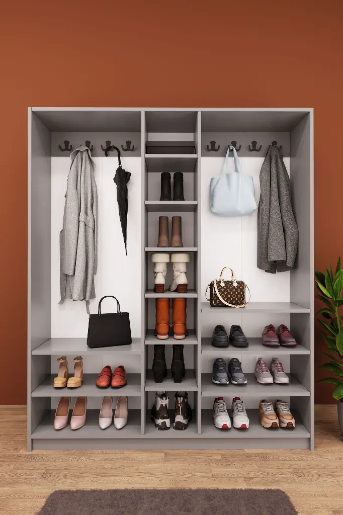 5 Kapaklı Vestiyer ve Portmanto 150 cm Ayakkabılıklı Askılıklı V-09