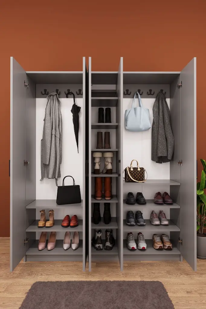 5 Kapaklı Vestiyer ve Portmanto 150 cm Ayakkabılıklı Askılıklı V-09