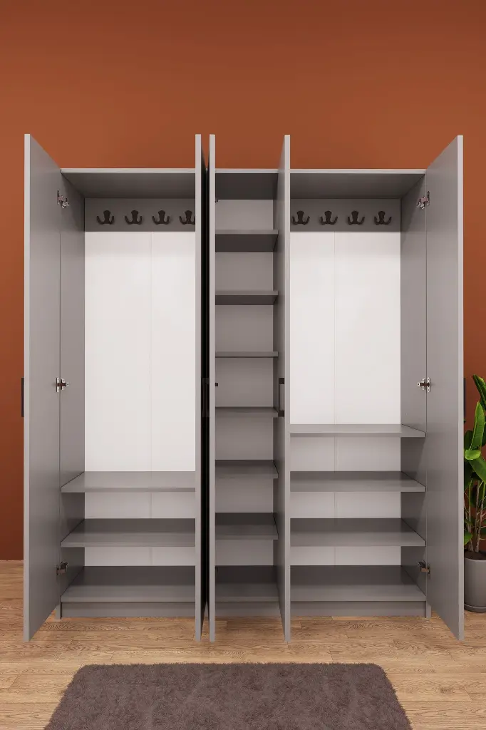 5 Kapaklı Vestiyer ve Portmanto 150 cm Ayakkabılıklı Askılıklı V-09