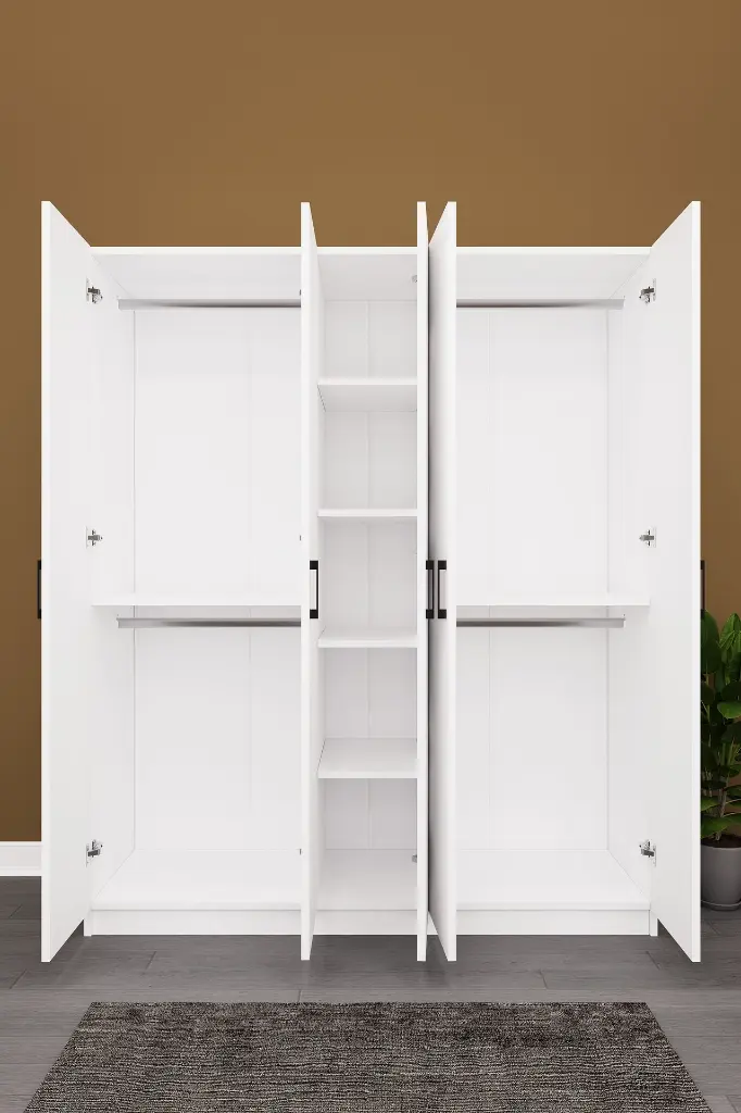 5 Kapaklı Gardırop 150x180 cm Kompakt MDFLAM Yatak Odası Gardırobu G-09