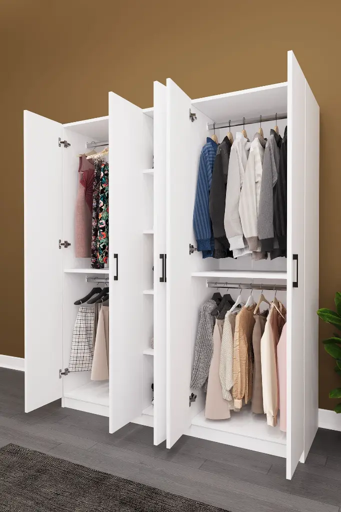 5 Kapaklı Gardırop 150x180 cm Kompakt MDFLAM Yatak Odası Gardırobu G-09