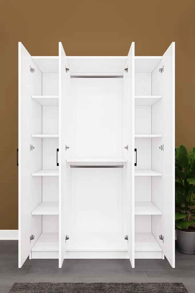 4 Kapaklı Gardırop 120x180 cm MDFLAM Yatak Odası Gardırobu G-08