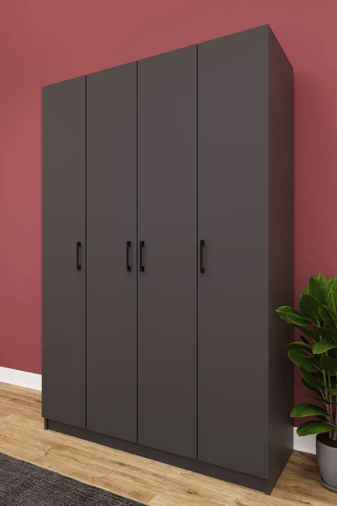 4 Kapaklı Gardırop 120x180 cm MDF Yatak Odası Gardırobu G-08