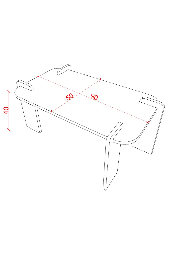 Minimal Orta Sehpa Geçmeli 90x50 cm %100 MDFLAM - OS04 