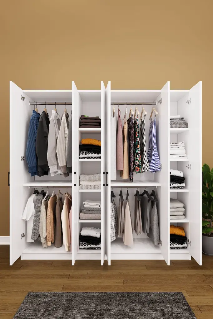 G-06 6 Kapaklı Gardırop 180x180 cm Kompakt MDFLAM Yatak Odası Gardırobu