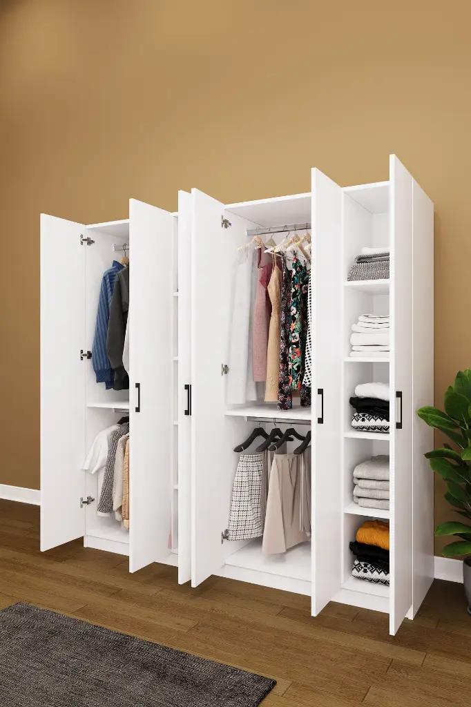 G-06 6 Kapaklı Gardırop 180x180 cm Kompakt MDFLAM Yatak Odası Gardırobu