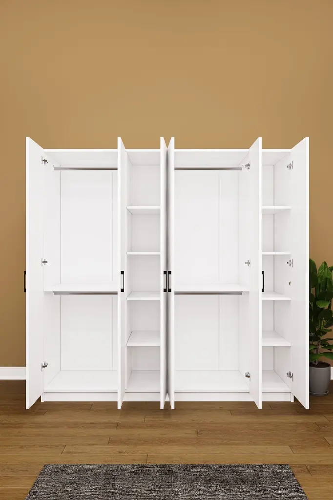 G-06 6 Kapaklı Gardırop 180x180 cm Kompakt MDFLAM Yatak Odası Gardırobu