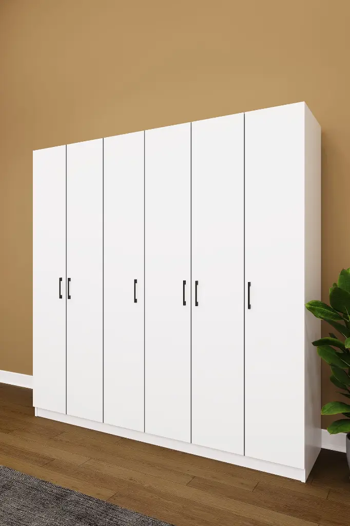 G-06 6 Kapaklı Gardırop 180x180 cm Kompakt MDFLAM Yatak Odası Gardırobu