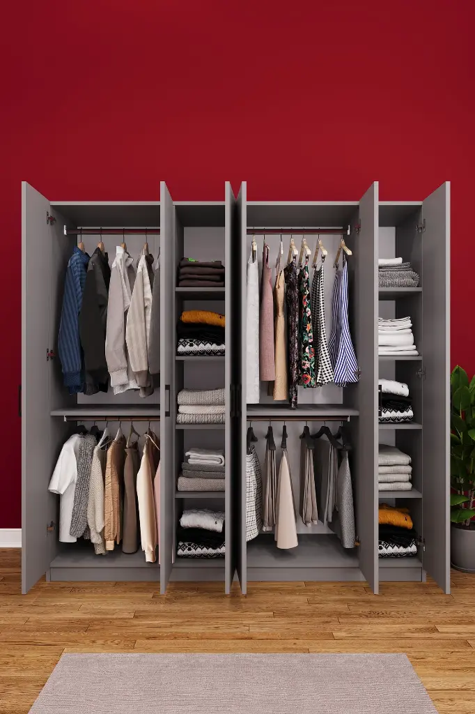 6 Kapaklı Gardırop 180x180 cm Kompakt MDF Yatak Odası Gardırobu G-06 