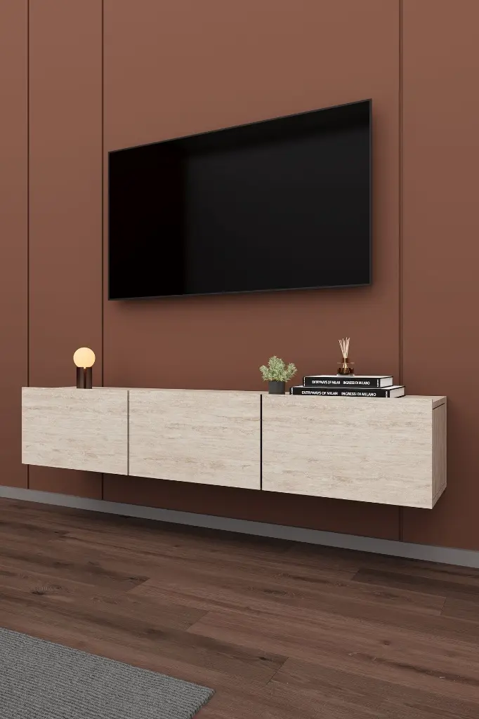 Duvara Monte TV Ünitesi T-27 | 160 cm, 3 Kapaklı, 4 Renk Seçeneği 