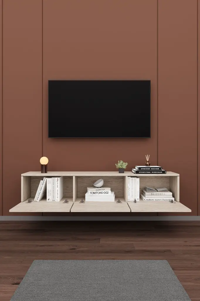 Duvara Monte TV Ünitesi T-27 | 160 cm, 3 Kapaklı, 4 Renk Seçeneği 