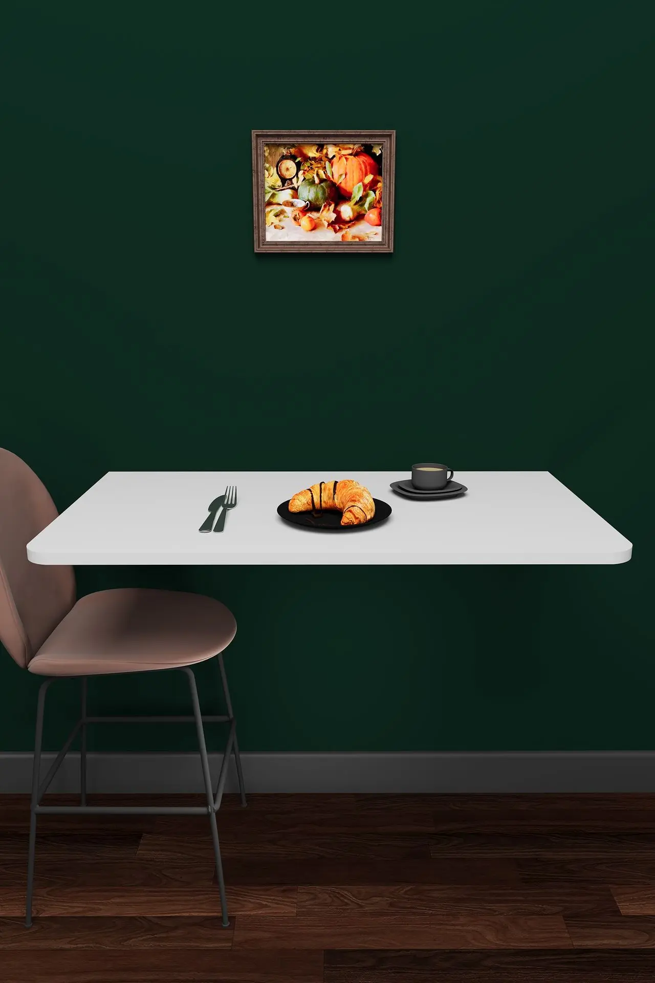 Duvara Monte Katlanır Masa Beyaz 90x50 cm Açılır Kapanır - DMM-01