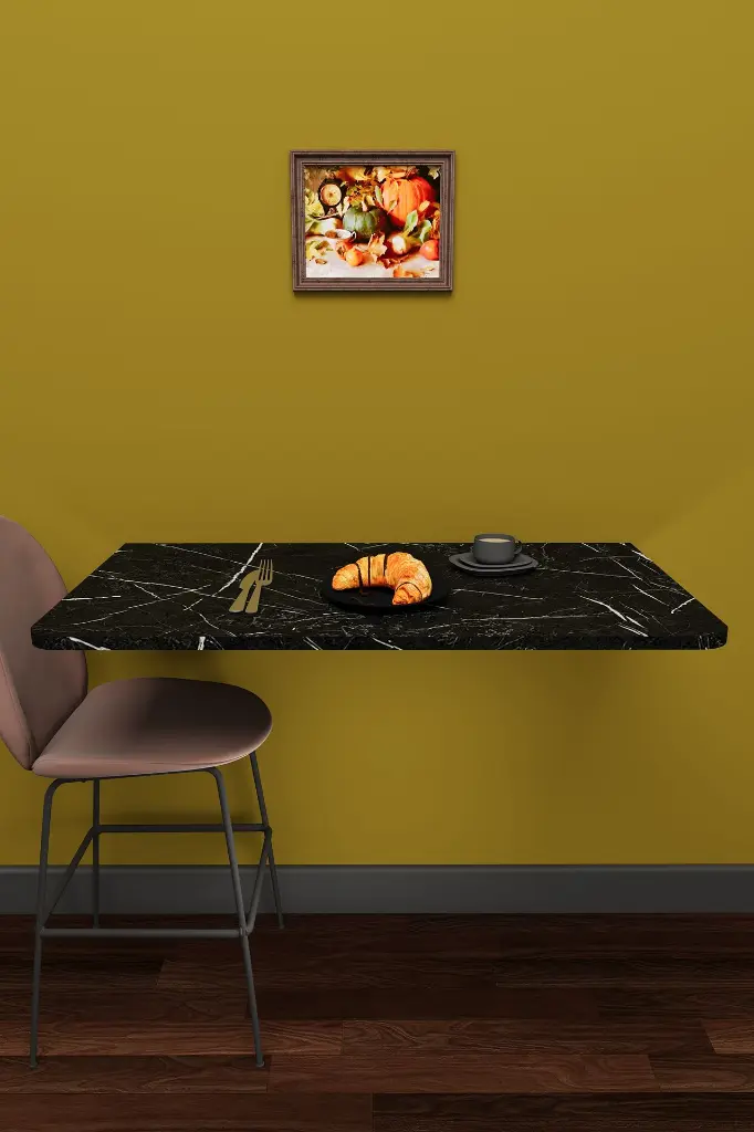 Duvara Monte Katlanır Masa Royal Mermer 90x50 cm - DMM-04