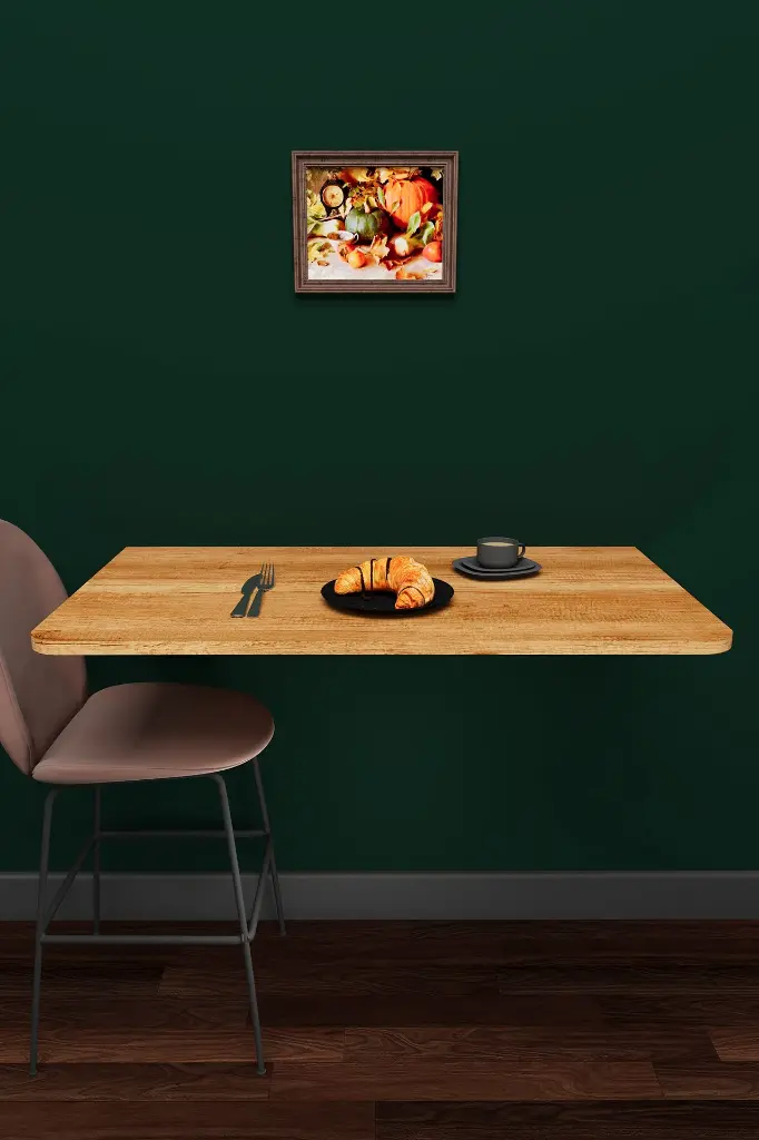 Duvara Monte Katlanır Masa Petra Ahşap Desenli 90x50 - DMM-05 