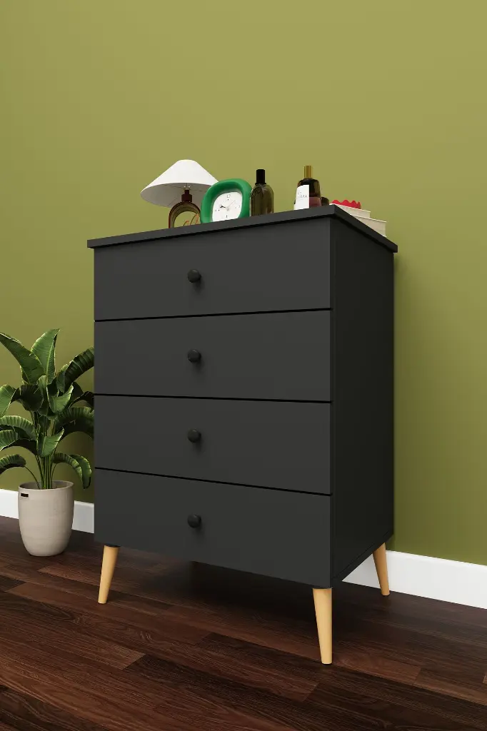 4 Çekmeceli Şifonyer 65 cm MDF Dar Model - ŞF-01