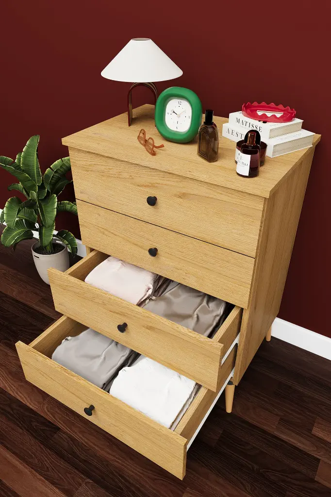 4 Çekmeceli Şifonyer 65 cm MDF Dar Model - ŞF-01