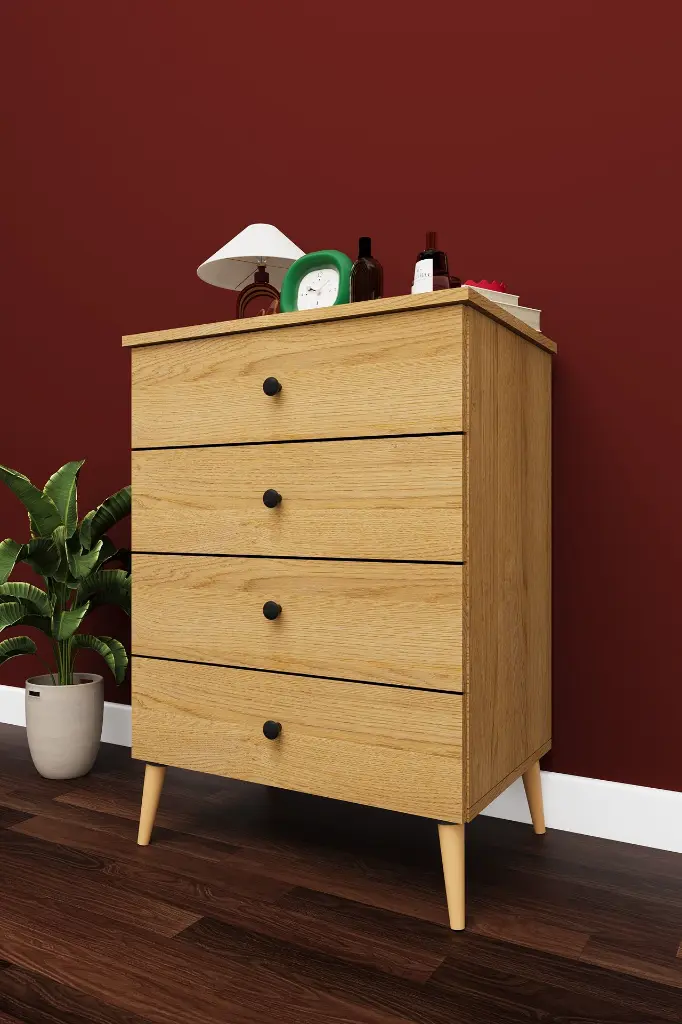 4 Çekmeceli Şifonyer 65 cm MDF Dar Model - ŞF-01