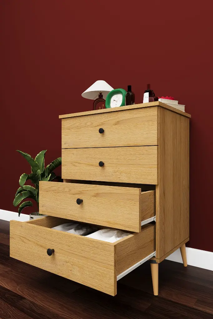 4 Çekmeceli Şifonyer 65 cm MDF Dar Model - ŞF-01