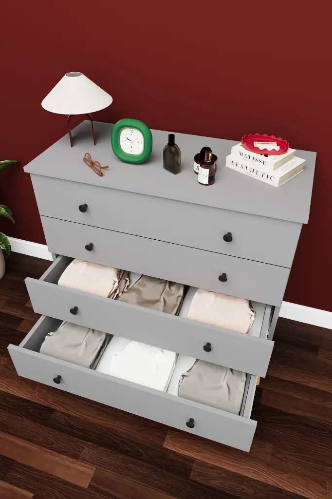 4 Çekmeceli Şifonyer 90 cm MDF Geniş Model - ŞF-02