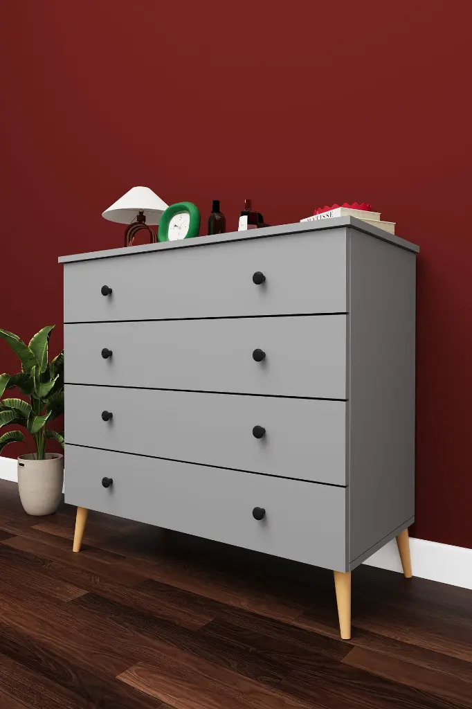 4 Çekmeceli Şifonyer 90 cm MDF Geniş Model - ŞF-02