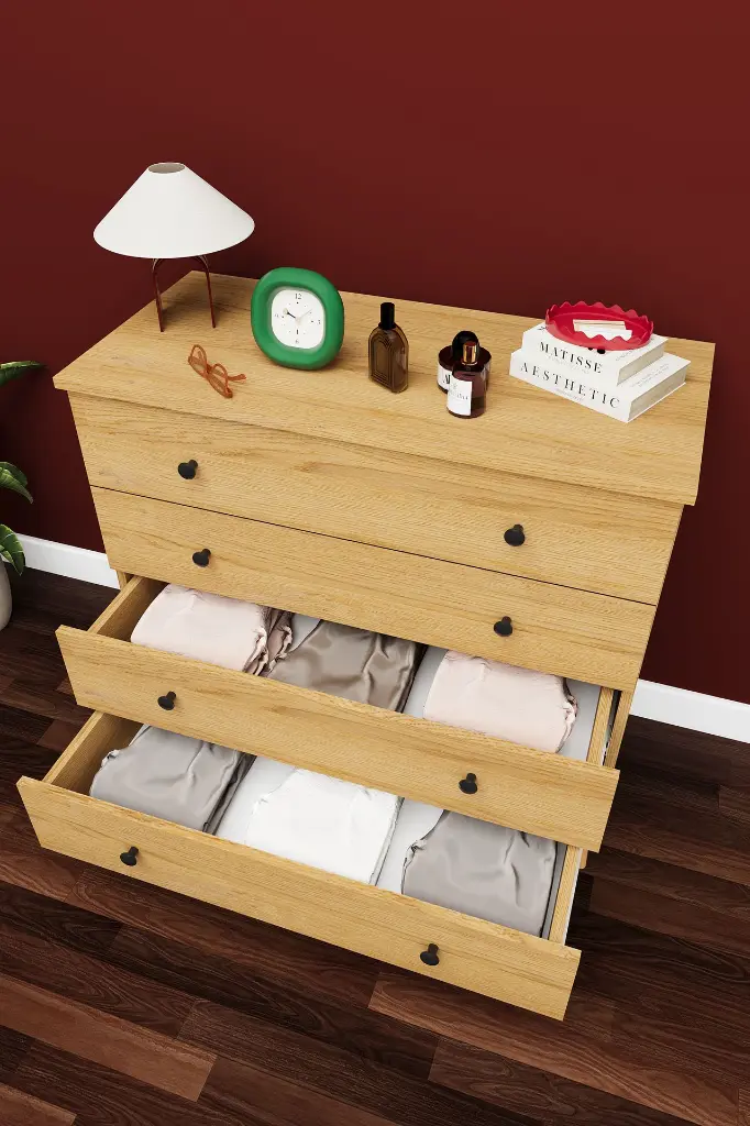 4 Çekmeceli Şifonyer 90 cm MDF Geniş Model - ŞF-02