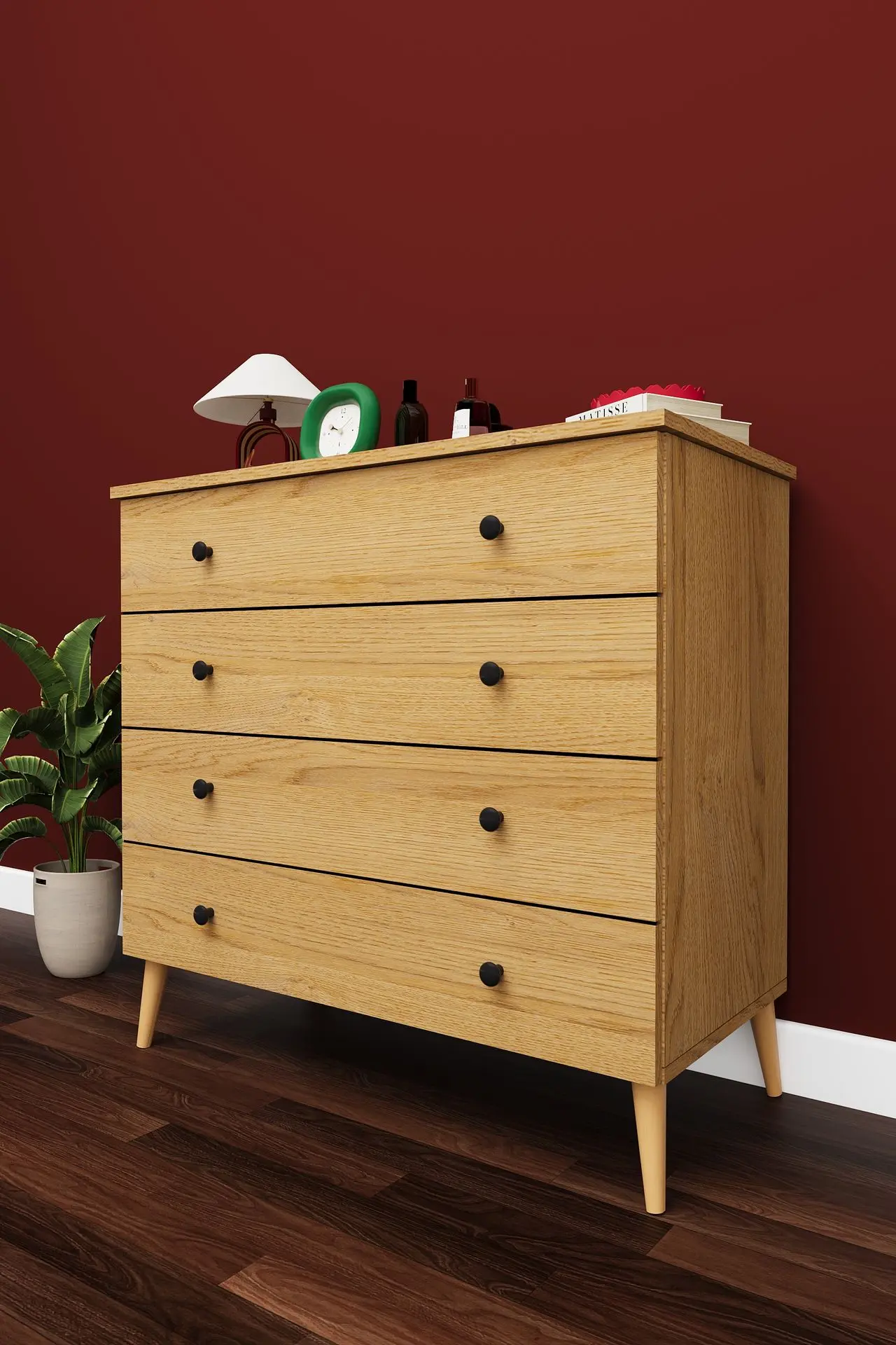 4 Çekmeceli Şifonyer 90 cm MDF Geniş Model - ŞF-02