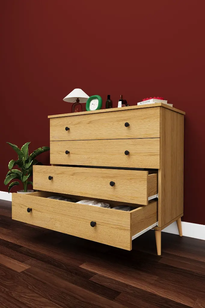 4 Çekmeceli Şifonyer 90 cm MDF Geniş Model - ŞF-02