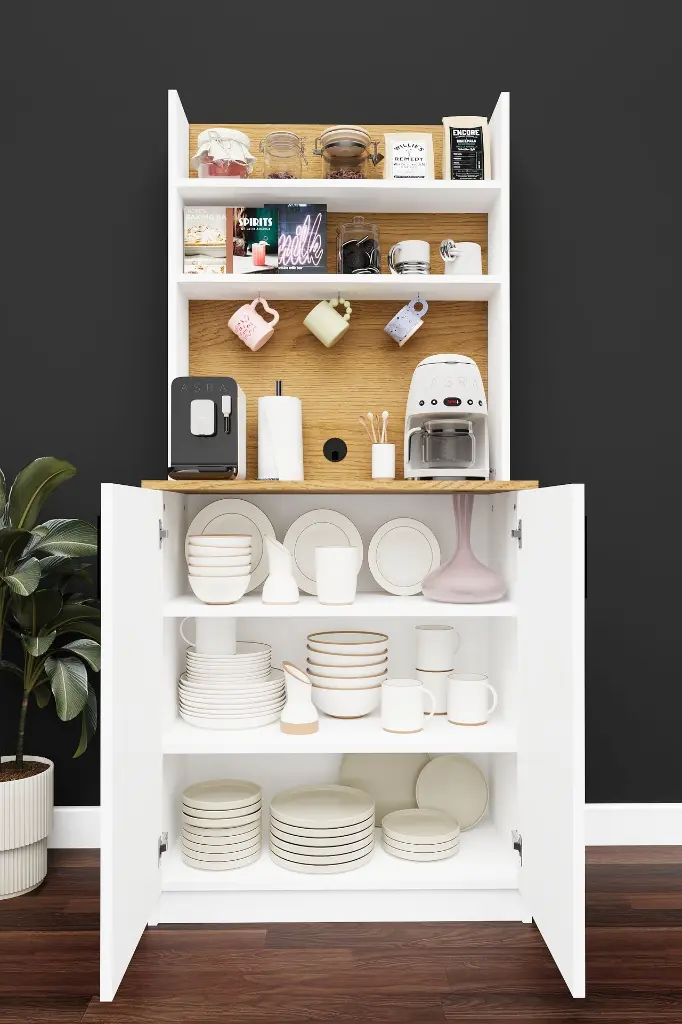 Kompakt Kahve Köşesi Dolabı 80 cm Küçük Mutfak %100 MDF - KAHVE01