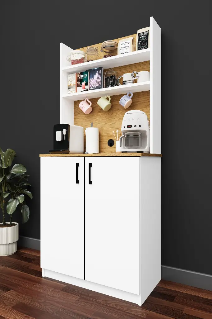 Kompakt Kahve Köşesi Dolabı 80 cm Küçük Mutfak %100 MDF - KAHVE01