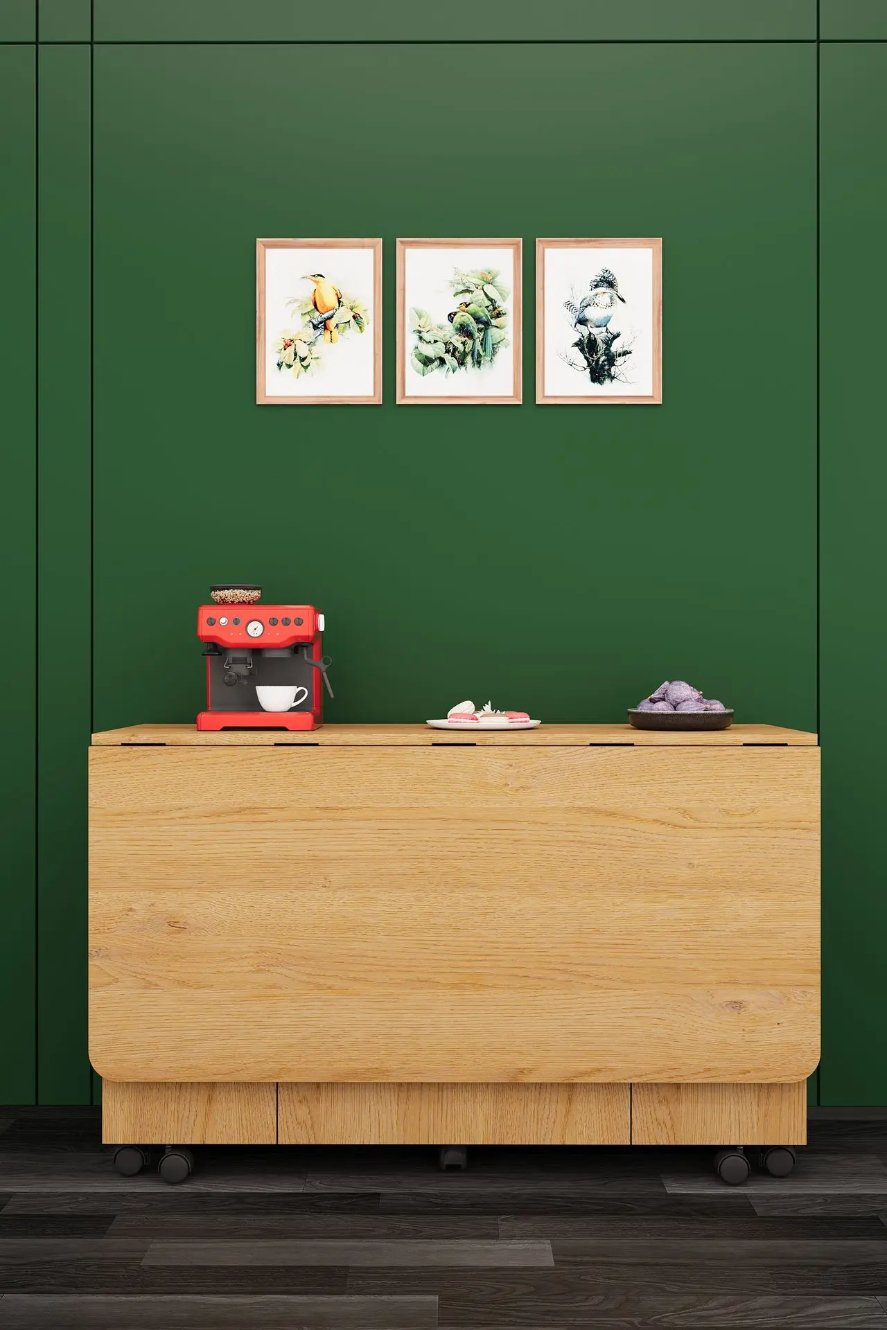 Katlanır Ada Mutfak Masası 4-6 Kişilik Tekerlekli Dolaplı 120 cm - MA-02 