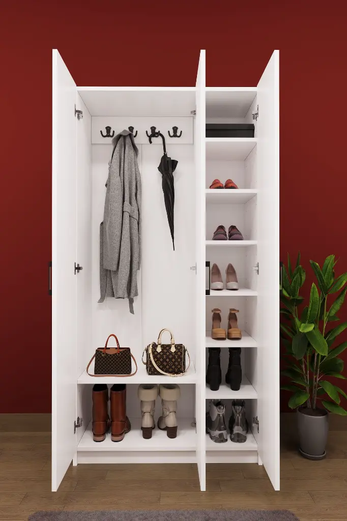 V-07 Dar Girişler İçin Vestiyer ve Portmanto 90 cm Ayakkabılıklı Askılıklı