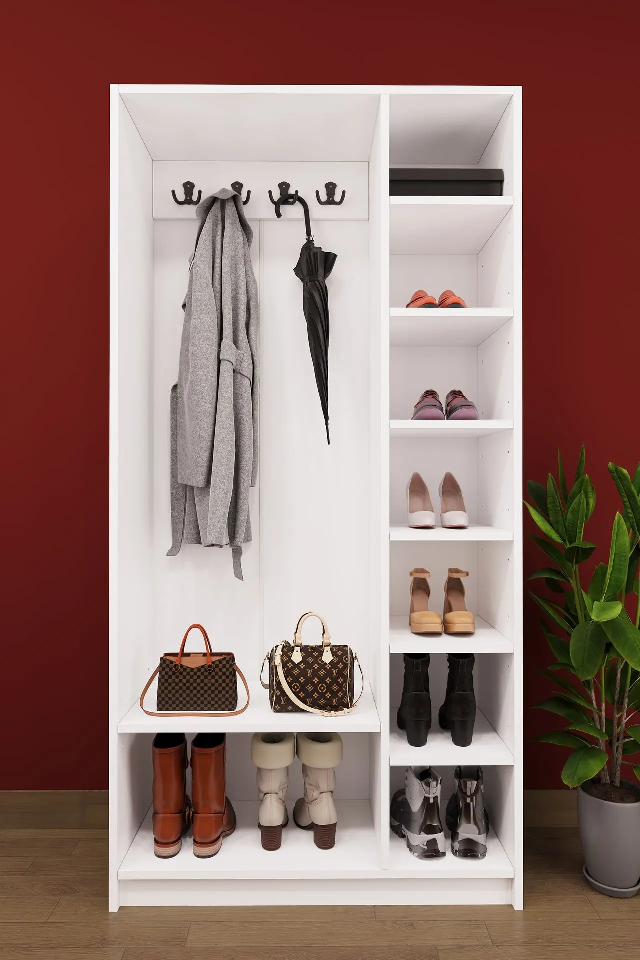 V-07 Dar Girişler İçin Vestiyer ve Portmanto 90 cm Ayakkabılıklı Askılıklı