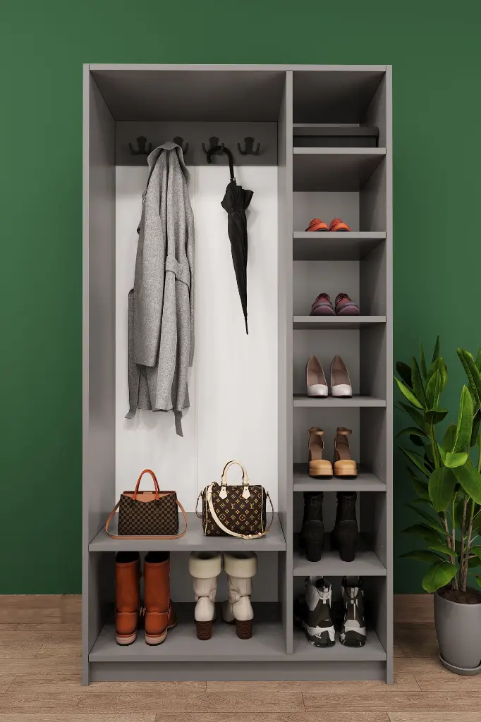 Dar Girişler İçin Vestiyer ve Portmanto 90 cm Ayakkabılıklı Askılıklı V-07 