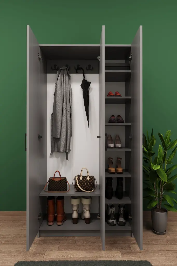 Dar Girişler İçin Vestiyer ve Portmanto 90 cm Ayakkabılıklı Askılıklı V-07 
