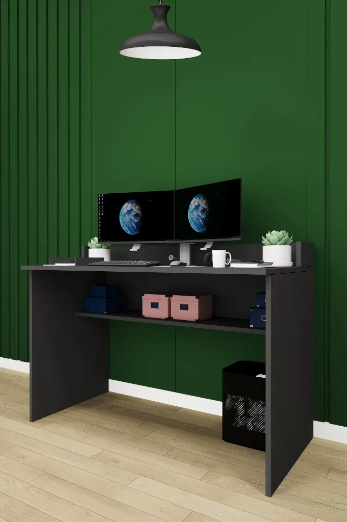 Raflı Çalışma Masası 120 cm, Alt Raflı MDF Bilgisayar Masası - ÇM-01