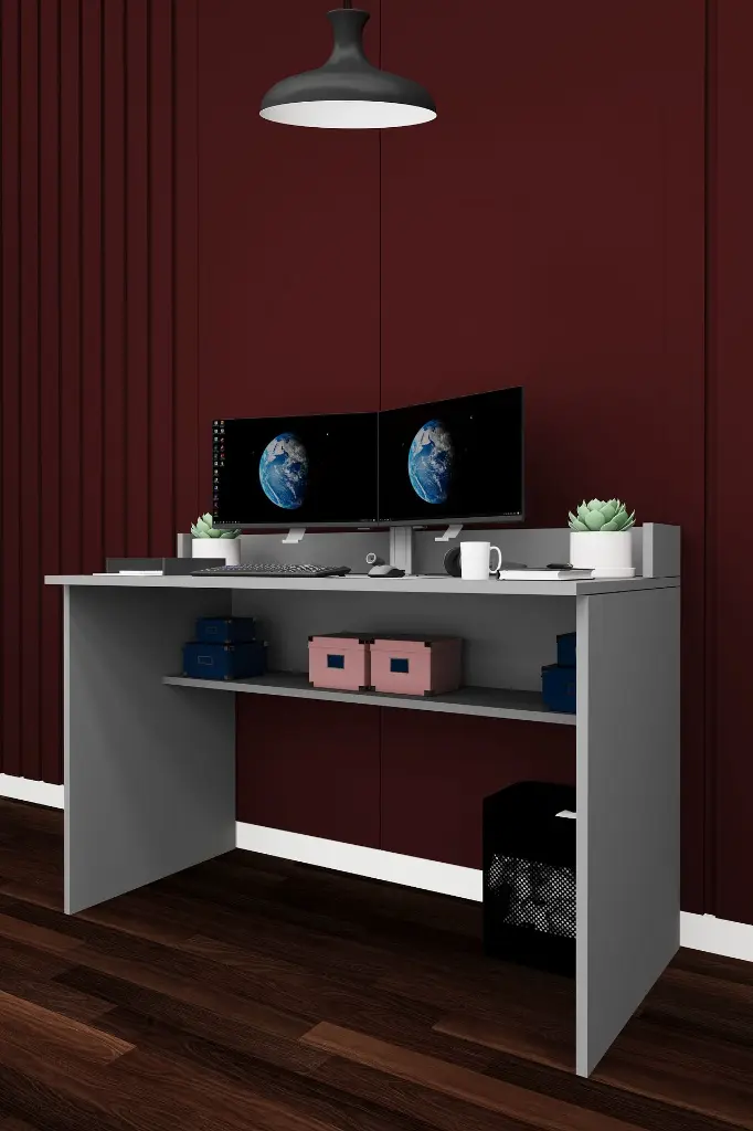 Raflı Çalışma Masası 120 cm, Alt Raflı MDF Bilgisayar Masası - ÇM-01