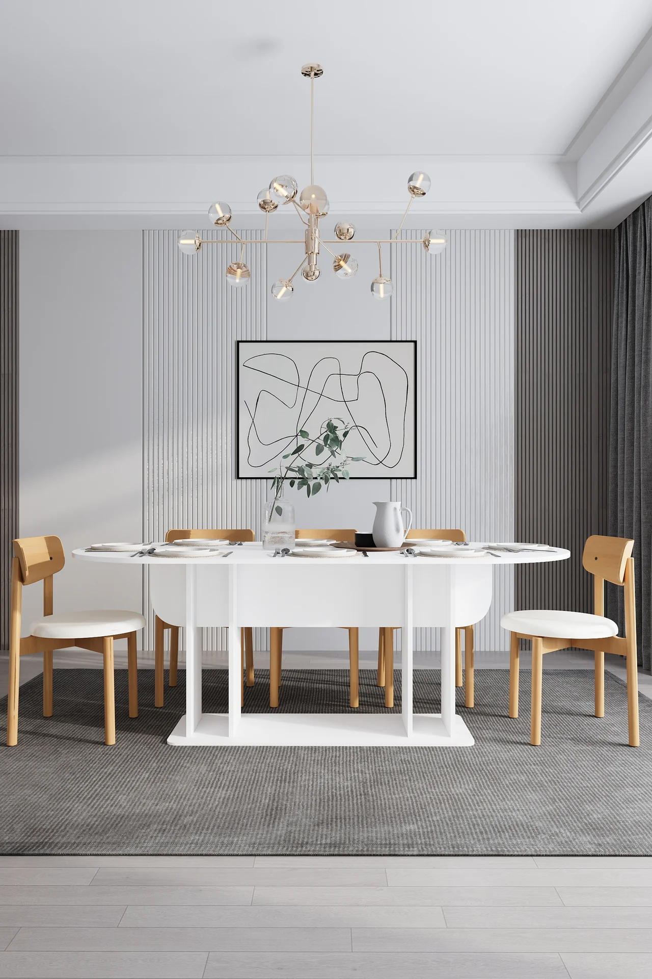 8 Kişilik Yemek Masası Takımı Oval 200x90 cm Masa ve 8 Sandalye - YMT-08