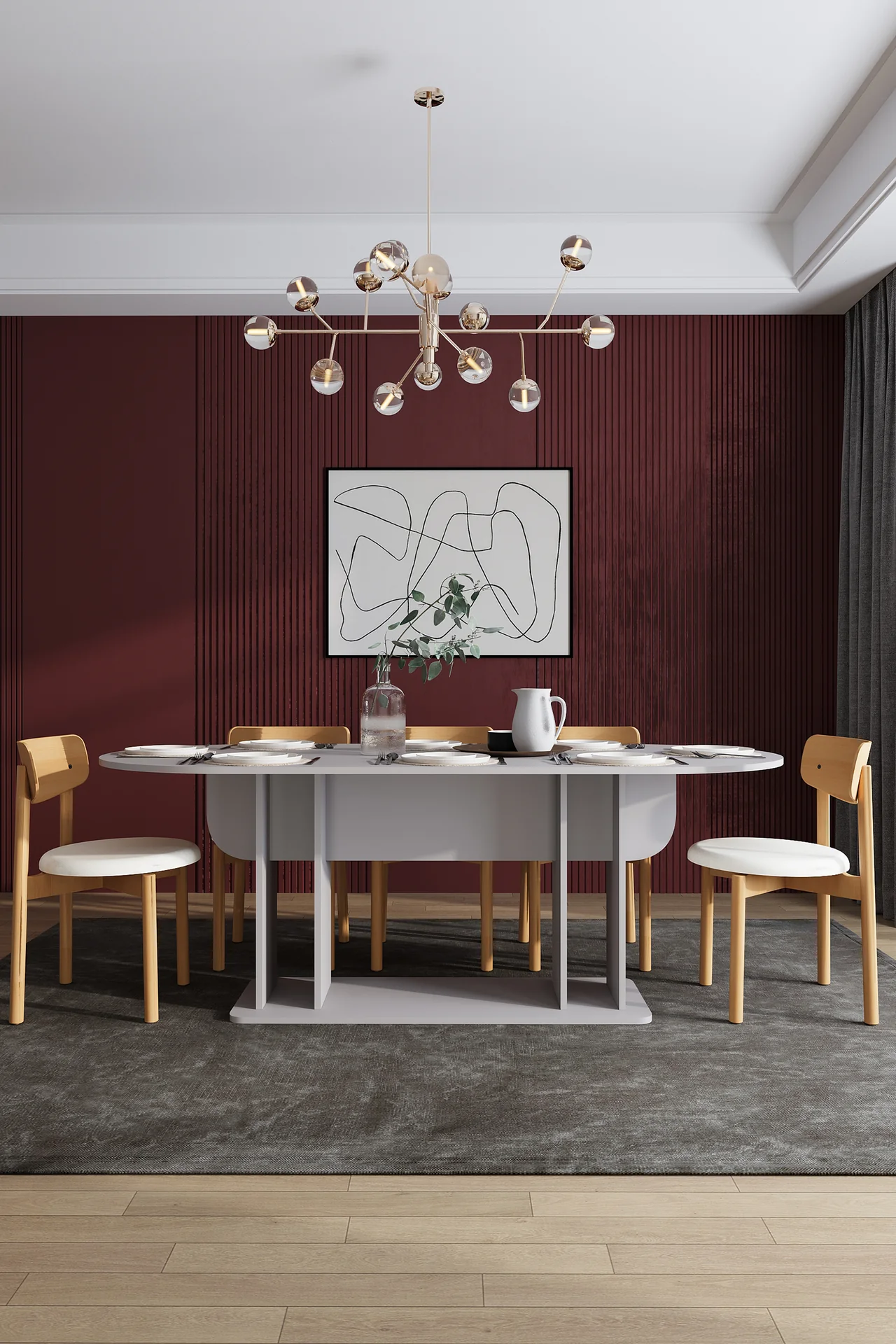 8 Kişilik Yemek Masası Takımı Oval 200x90 cm Masa ve 8 Sandalye - YMT-08