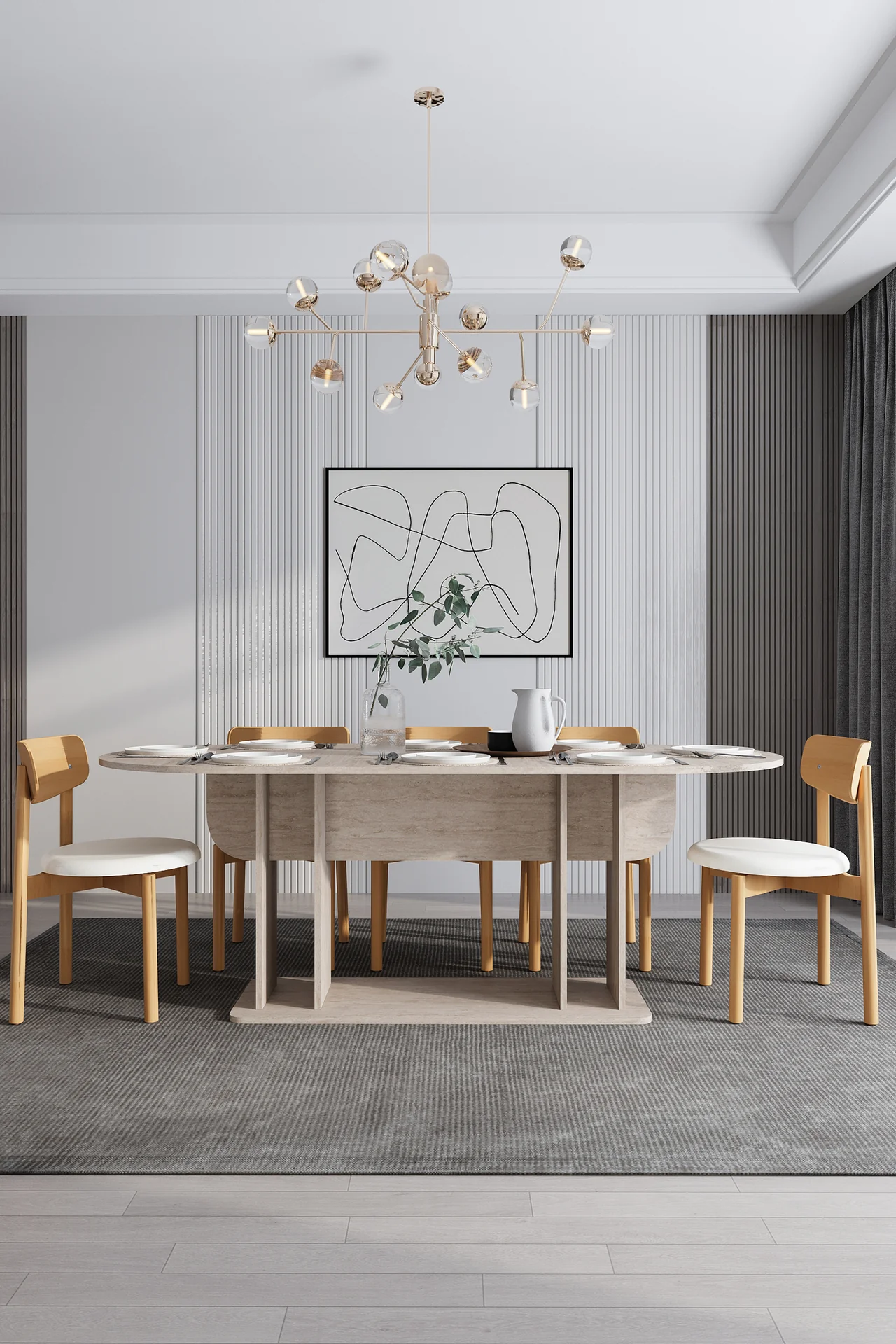 8 Kişilik Yemek Masası Takımı Oval 200x90 cm Masa ve 8 Sandalye - YMT-08