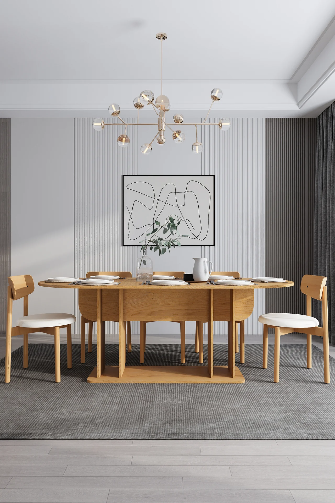 8 Kişilik Yemek Masası Takımı Oval 200x90 cm Masa ve 8 Sandalye - YMT-08