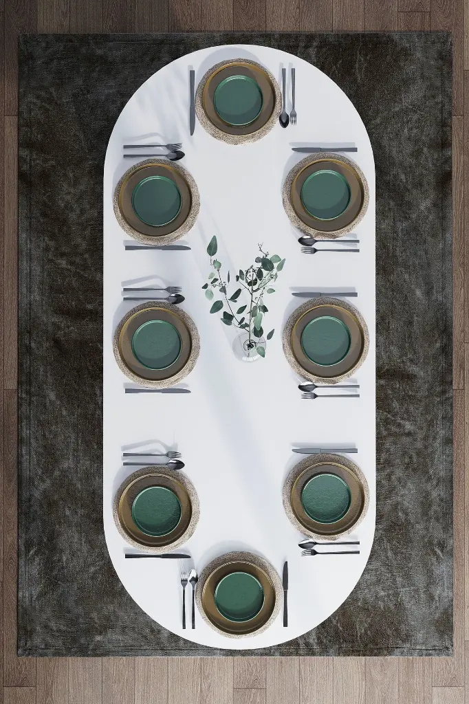 Oval Yemek Masası 8 Kişilik 200x90 cm %100 MDFLAM - YM-08