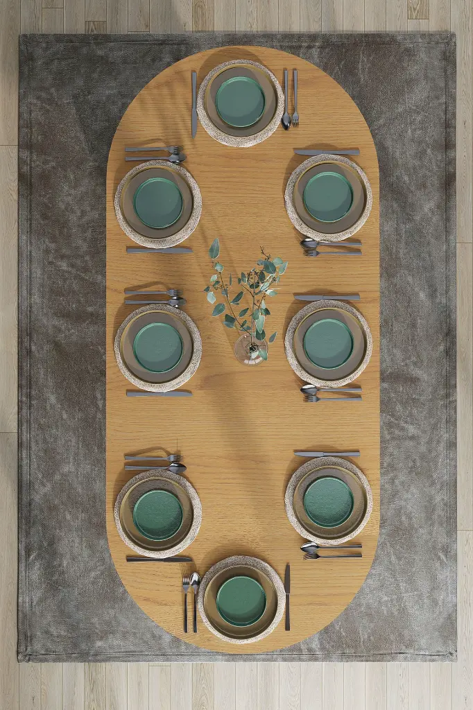 Oval Yemek Masası 8 Kişilik 200x90 cm %100 MDF - YM-08