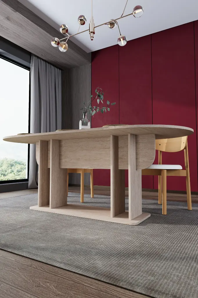 Oval Yemek Masası 8 Kişilik 200x90 cm %100 MDF - YM-08