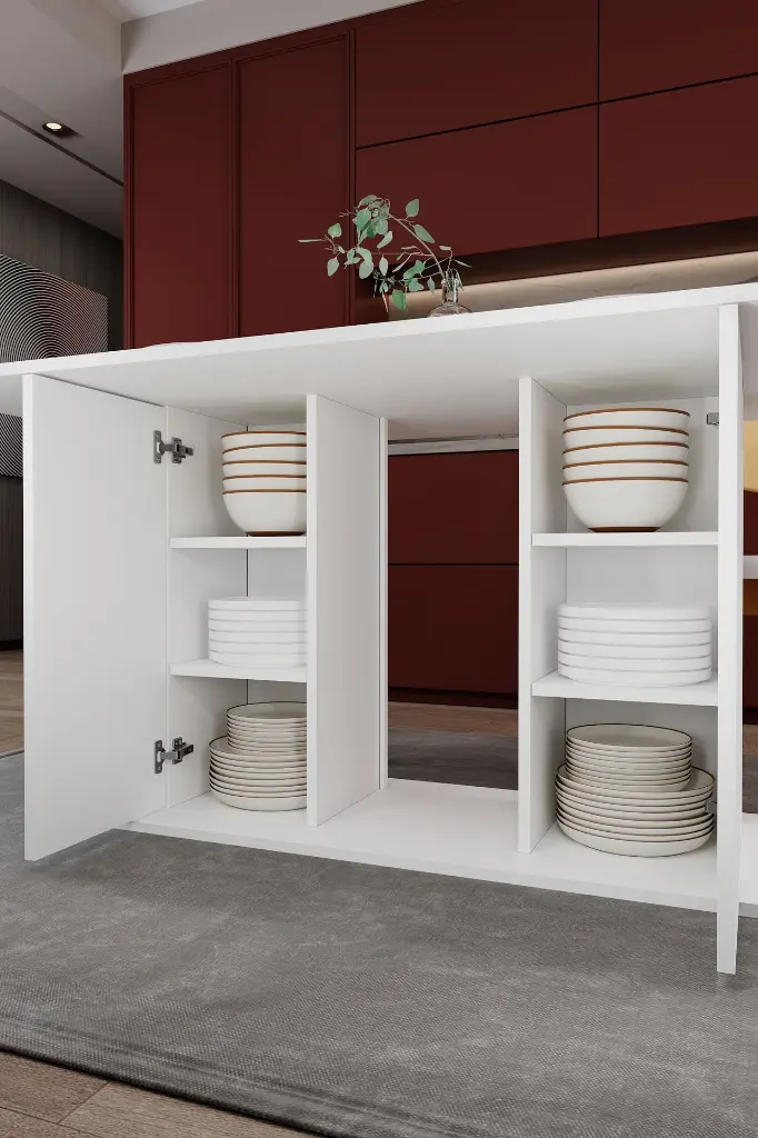 6 Kişilik Yemek Masası 160x90 cm Dolaplı %100 MDFLAM - YM-06