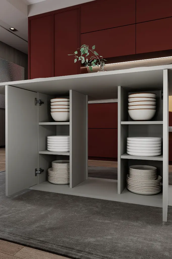 6 Kişilik Yemek Masası 160x90 cm Dolaplı %100 MDF - YM-06