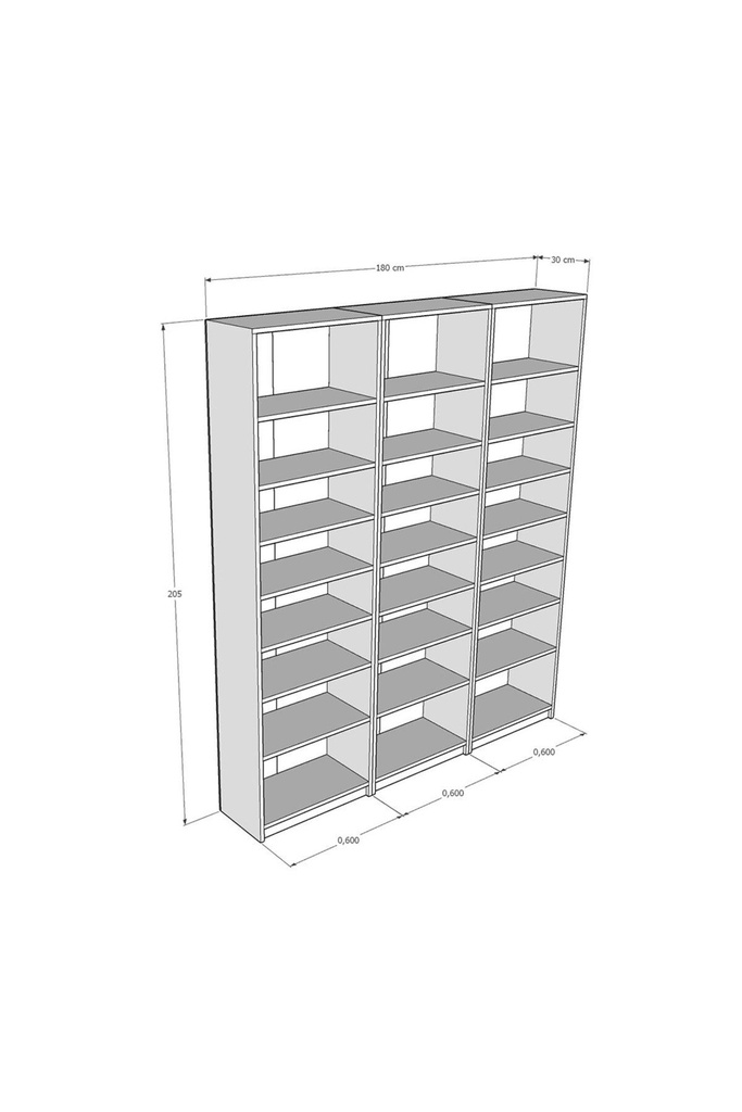 Koyu Gri & Petra Üç Modüllü Kitaplık K-29 - Görsel 4