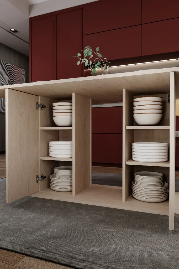 6 Kişilik Yemek Masası 160x90 cm Dolaplı %100 MDF - YM-06