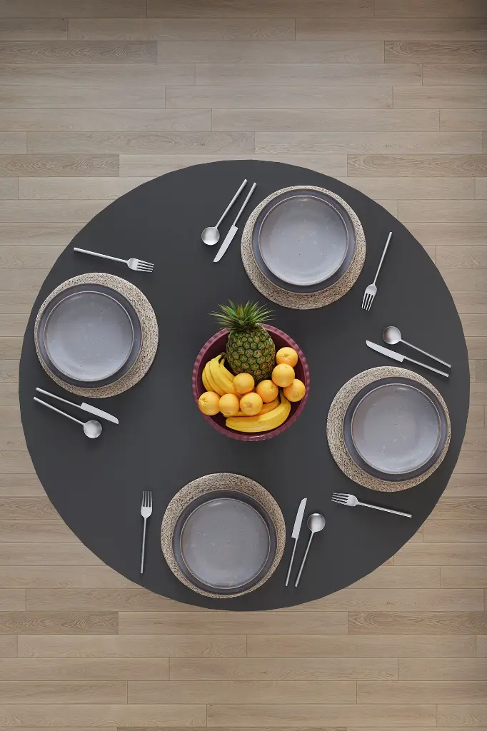 Yuvarlak Yemek Masası 4 Kişilik 90 cm Dolaplı %100 MDF - YM-04
