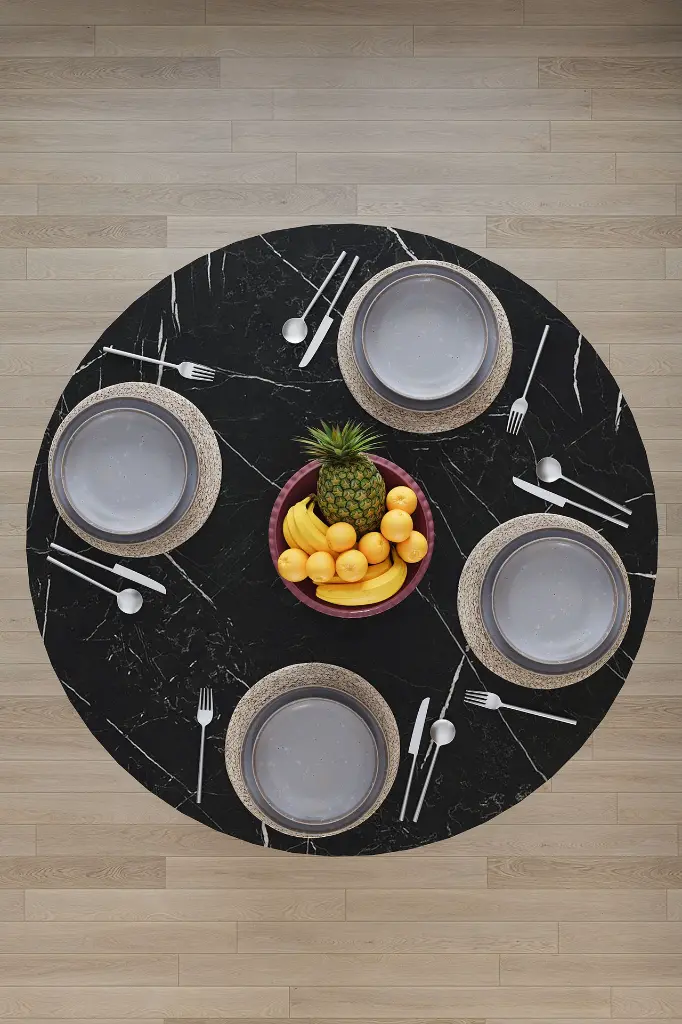 Yuvarlak Yemek Masası 4 Kişilik 90 cm Dolaplı %100 MDF - YM-04